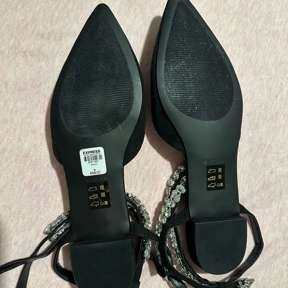 Express Rhinestone embellished double ankle strap flats Black size 9 NWT - Picture 3 of 3